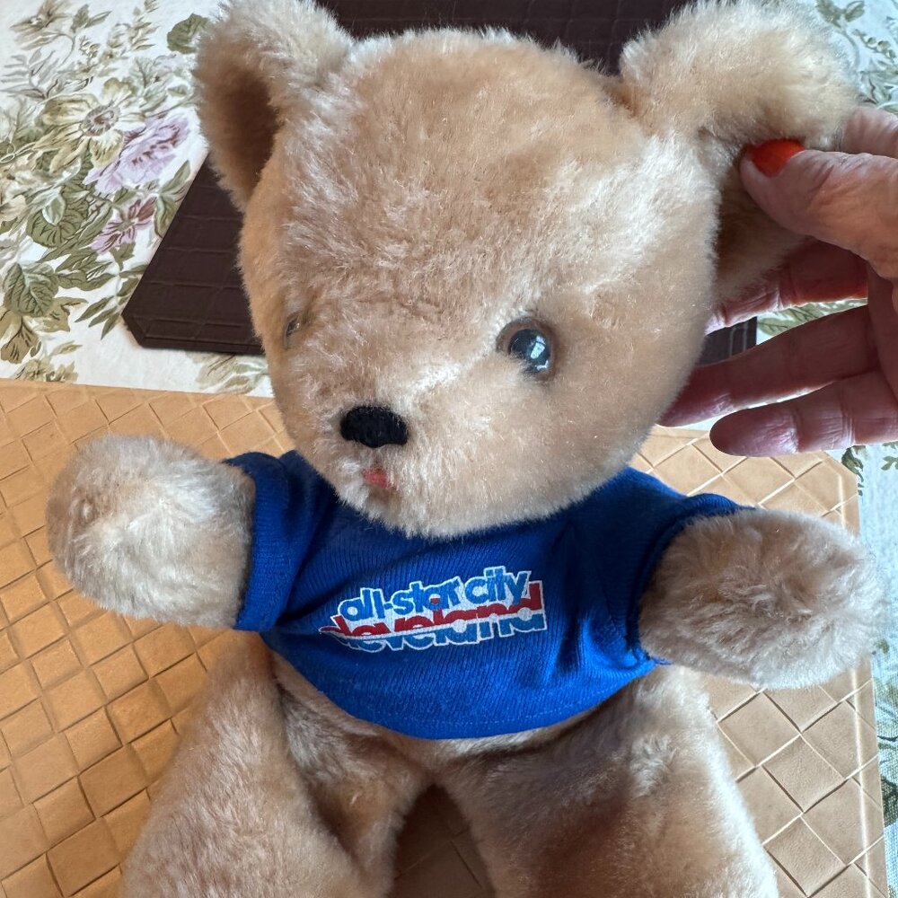 Vintage Plush Teddy Bear with All Star City Cleveland Indians Shirt 12" Hi 1997